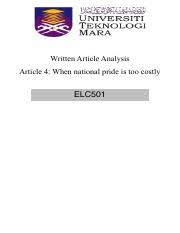 Maybe you would like to learn more about one of these? Written Article Analysis Pdf Written Article Analysis Article 4 When National Pride Is Too Costly Elc501 Programme Ba240 Bachelor U2019s Of Business Course Hero