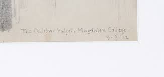 The Outdoor Pulpit, Magdalen College, 1922 Graphite, #9784
