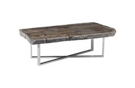 This goes with any type of furniture and décor. Petrified Wood Coffee Table Stainless Steel Base
