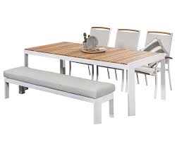Aluminium Outdoor Dining Sets Timor White 3 Seat With Bench Segals Outdoor Furniture Perth Outdoor Dining Furniture Outdoor Dining Outdoor Dining Set