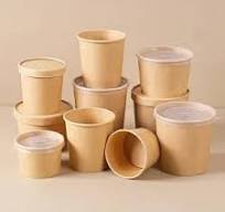 Disposable Soup Bowls with Lids | Kraft & White Cardboard ...
