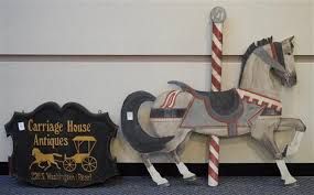We like to keep traditional skills going. Lot Carriage House Antiques Painted Wood Sign And Painted Wood Carousel Horse Wall Hanging
