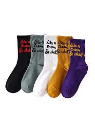 5 Pairs Letter Sports Crew Length Socks Set Ad Sports Letter Pairs Crew Set Affiliate Online Fashion Stores Online Accessories Vintage Fashion