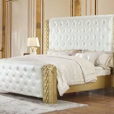 White Gold Wood King Bed By Homey Design 2 730 00 California King Bedding King Beds Bed