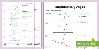 Supplementary Angles Worksheet Teacher Made