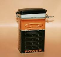 Coffee Tin Box - Tin, POWER, Battery Shape - Plastic Lid ...