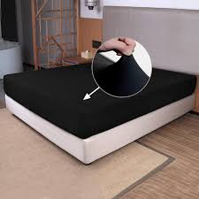 Free delivery and returns on ebay plus items for plus members. Amazon Com Queen Size Fitted Sheet Only 4 Way Stretch Jersey Knit Cozy T Shirt Soft Wrinkle Free Snug Fit Stay In Place No More Slipping Off For Mattress Deep 5 16 Black