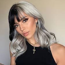 Amazon.com : testar Short Black White Wavy Bob Wigs for Women Curly Wigs  With Bangs Heat Resistant Fiber Synthetic Cosplay Cruella Deville Wig Daily  Party/Halloween Costume Use 14Inch : Beauty & Personal