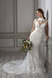 Adrianna Papell 31066 Della High Neck Fitted Bridal Dress Turtleneck Wedding Dress Black Wedding Dresses Dream Wedding Dresses