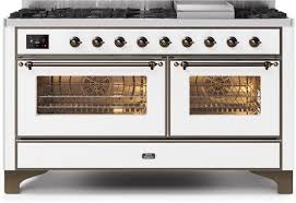 30 inch with 4.2 cu. Ilve Um15fdns3whbng 60 Majestic Ii Series Freestanding Dual Fuel Double Oven Range With 8 Sealed Burners Triple Glass Cool Door Convection Oven Tft Oven Control Display Child Lock And Griddle