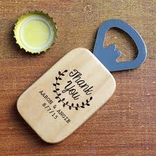 A Personalized Thank You Bottle Opener Is A Cute Yet Practical Wedding Favor Wedding Favours Bottles Bottle Opener Favors Practical Wedding Favors