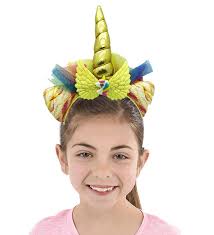 Altın Renk Boynuzlu Tüllü Kanatlı Unicorn Tacı 17x27 cm