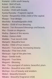 Japanese Girl Names With Meanings Japanese Names And Meanings Japanese Words Names With Meaning