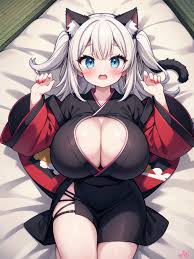 A porn art photo of toon porn cartoon cat woman big tits, 1girl - SeaArt AI
