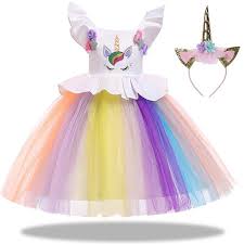 Colorful Unicorn Party Dress Unilovers Birthday Girl Dress Princess Kids Party Kids Party Dresses