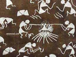 Vintage Warli Painting On Cow Dung Base Indian Folk Art Painting Daily Art