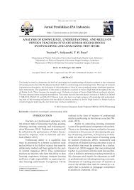 Jurnal kelas 2 semester 1.doc, unduh. Pdf Analysis Of Knowledge Understanding And Skills Of Physics Teachers Of State Senior High Schools In Developing And Analyzing Test Items