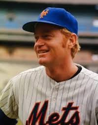 New York Mets player in orange logo uniform
