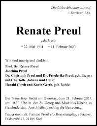 Traueranzeigen von Renate Preul
