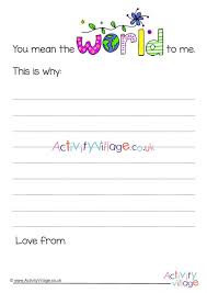 To be something for which someone is deeply grateful or appreciative. You Mean The World To Me Writing Paper