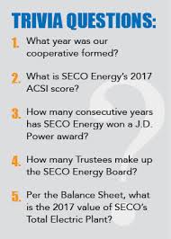Trivia quizzes are a great way to work out your brain, maybe even learn something new. Seco News April 2018 Seco Energy