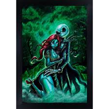Jack And Sally By Joey Rotten Skeleton Love Framed Wall Art Print Nightmare Before Christmas Tattoo Nightmare Before Christmas Tim Burton Art