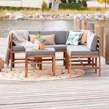 6 Piece Sanibel Modular Acacia Wood Sectional Walker Edison