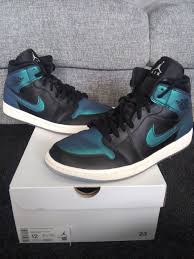 Black And Turquoise Jordans 1 Authentic Nike Air Jordan 1 Mid Iridescent Womens Size 12 Excellent Condition Worn A Few Times With Original Box Air Jordans Jordan 1 Mid Nike Air Jordan