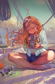 Maybe you would like to learn more about one of these? Hd Wallpaper Phone Anime Girls Redhead Glasses Sea Photography Happy Wallpaper Flare