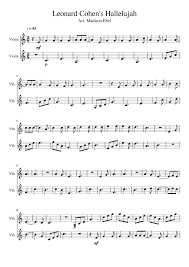 The hallelujah chorus is the most famous movement of the work and concludes the second of the three parts of the entire work. Leonard Cohen Hallelujah Sheet Music For Violin String Duet Musescore Com
