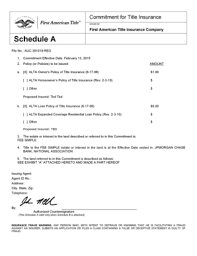 First american title insurance company. Fillable Online Commitment For Title Insurance Issued By First American Title Insurance Company Schedule A File No Fax Email Print Pdffiller