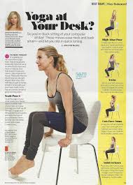 Yoga Moves You Can Do At Your Desk From Kristinmcgee In Health Magazine Goodhealth Yoga Moves Yoga For Balance Yoga Magazine