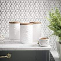 Thl set black and white canisters. White Kitchen Canisters Jars You Ll Love Wayfair Co Uk