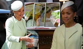 Markle wore a strapless gown with a jeweled belt to marry trevor engelson. Doria Ragland Royal Wedding Meghan Markle S Mum Wears Pale Green To Church Express Co Uk