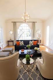 Color Story Navy Couch Grey Rug Beige Chairs Pops Of Orange Georgette Westerman Interiors Blue Sofas Living Room Navy Living Rooms Living Room Orange