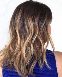 Mid Length Dark Brown Hair With Blonde Balayage And Layers And Waves Blonde Balayage Mid Length Hair Color Balayage Brown Hair Trends
