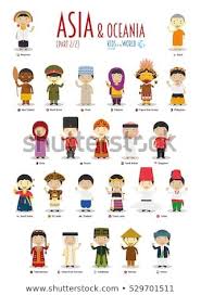 Kids And Nationalities Of The World Vector Asia And Oceania Set 2 Of 2 Set Of 24 Characters Dressed In Differe Costumes Around The World World World Cultures