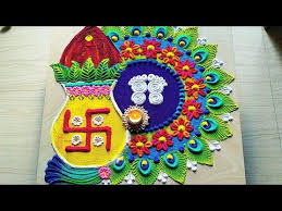 Easy And Unique Peacock Feathers Rangoli For Diwali Lakshmi Pooja Youtube Diwali Rangoli painting at paintingvalley com explore collection of. pinterest