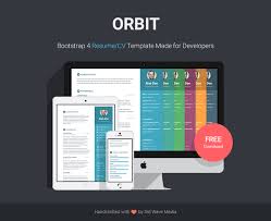 ✓ download in 5 min. Free Bootstrap Resume Cv Template For Developers Orbit
