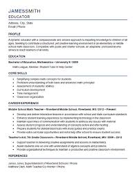 Middle School Teacher Resume Example Mathematics