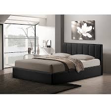 This platform bed is unique with the addition of curves even for the headboard. Baxton Studio Templemore Upholstered Queen Platform Bed With Storage Bed Bath Beyond