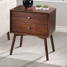 The design's brass pulls add a sophisticated touch to your decor while its understated silhouette ensures it blends effortlessly into any formal space. Langley Street Parocela 2 Drawer Nightstand Reviews Wayfair Furniture Nightstand Mid Century Modern Nightstand
