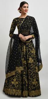 Black And Gold Lehenga Skirt Black Gold Tilla Embroidered Pure Raw Silk Lehenga Dress Raw Silk Lehenga Black And Gold Lehenga Silk Lehenga