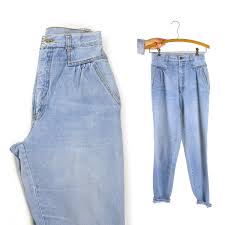 High Waisted Pleated Jeans Vintage 80s Soft Faded Light Wash Etsy Light Wash Denim Mom Jeans Women Jeans