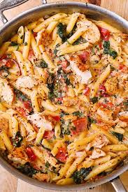 Ever since pioneer woman kindly. Chicken And Bacon Pasta With Spinach And Tomatoes In Garlic Cream Sauce Julia S Album