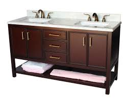 Contemporary Style Double Sink Bathroom Vanity With White Color Italian Carrara Marble Countertop And Mahoga Bathroom Vanity Oriental Furniture Wooden Cabinets