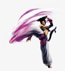 Juri wears a purple dudou (a form of chinese bra top) on her chest supported with eight straps that meet on her back, forming a spider pattern. Juri Street Fighter Render Hd Png Download Kindpng