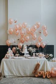 Pink Baby Shower With Lots Of Balloons Wedding Party Ideas In 2020 Rose Gold Party Wedding Balloons Gold Party
