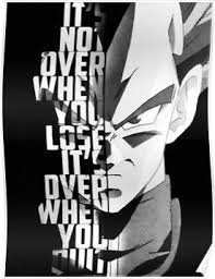 Vegeta Never Give Up Or Quit Poster Vegeta Y Bulma Personajes De Goku Pantalla De Goku