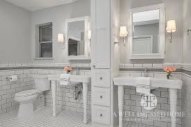 Tile is a near essential element of any home design. White Subway Tiles With Gray Glass Border Trim Tiles Transitional Bathroom
